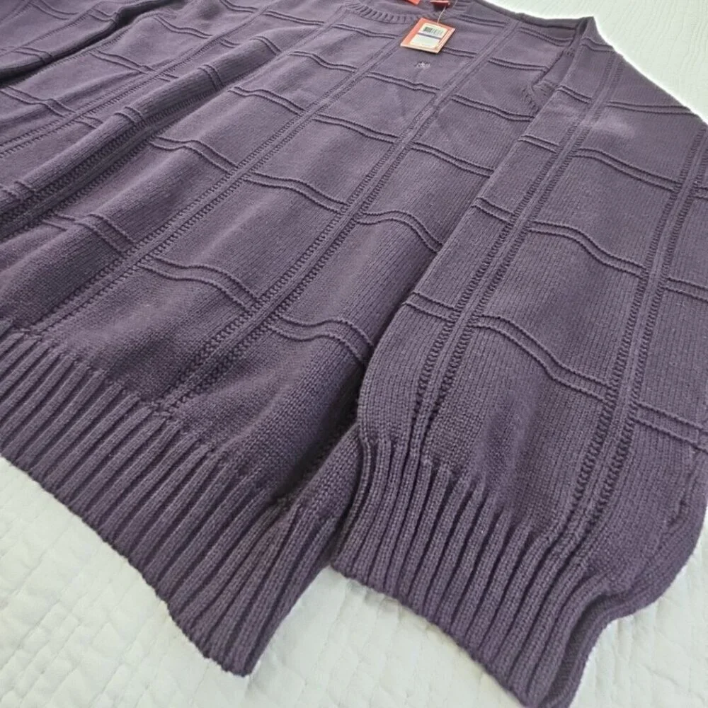 Izod Luxury Sport Blackberry‎ Purple Chunky Cable Knit Sweater Men's XXL NWT NEW